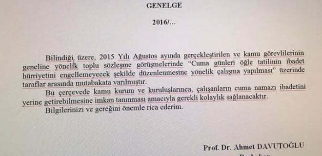 Cuma namazı için genelge hazır
